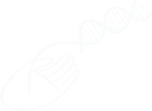 一只向上伸出的手拿着DNA双螺旋的末端